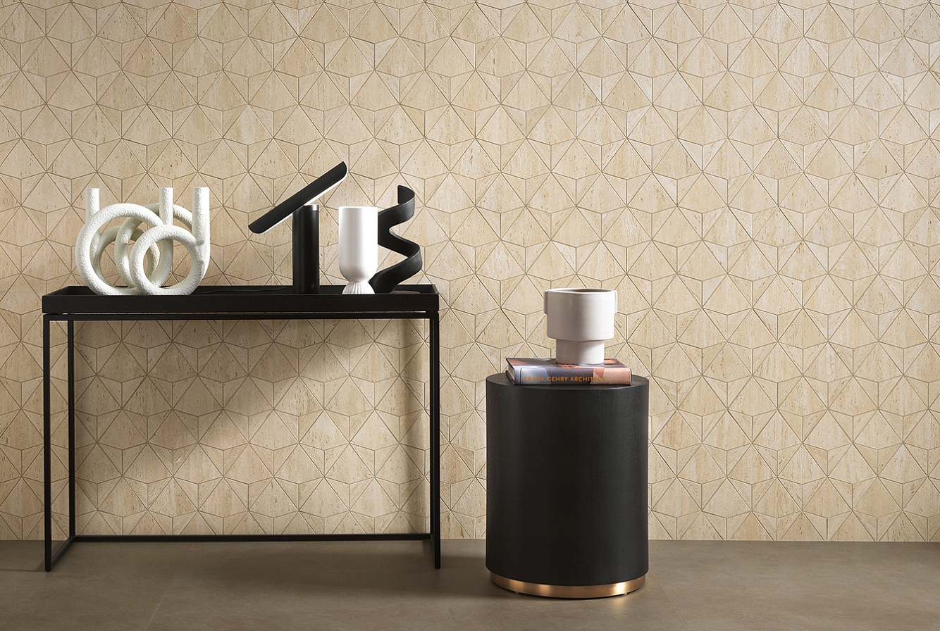 MARVEL TRAVERTINE / SAND MOSAICO ORIGAMI